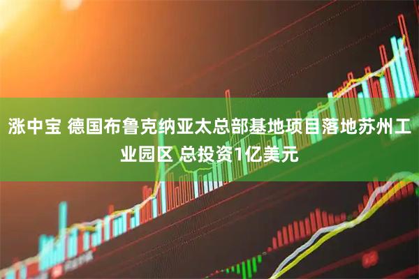 涨中宝 德国布鲁克纳亚太总部基地项目落地苏州工业园区 总投资1亿美元